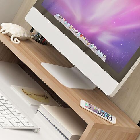 Monitor Stand Riser, Desktop Computer Monitor Stand, Office Desk Accessories with Extra Storage Space, Ideal for Desktop Notebook Laptop Printer Elevated Base (Light Walnut) (Light Walnut) in Kuwait