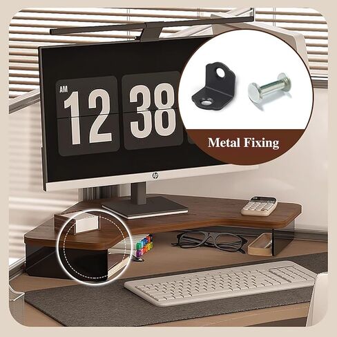 Corner Monitor Stand Triangle Monitor Riser for Storage, Computer Monitor Stand Riser Desk Organizer with Acrylic Leg, Tabletop Laptop Lifting Shelf for Workspace Office(White) in Saudi Arabia