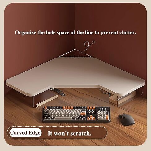 Corner Monitor Stand Triangle Monitor Riser for Storage, Computer Monitor Stand Riser Desk Organizer with Acrylic Leg, Tabletop Laptop Lifting Shelf for Workspace Office(White) in Saudi Arabia