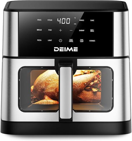Die Air Fryer 10.2 QT Oilless 1700W سعة كبيرة من المقاطع الطهي الهوائية مع 10 مسبقًا مسبقًا ، نافذة طيار كبيرة للعائلات ، سلة غير لاصقة ، شملت الوصفة in Kuwait
