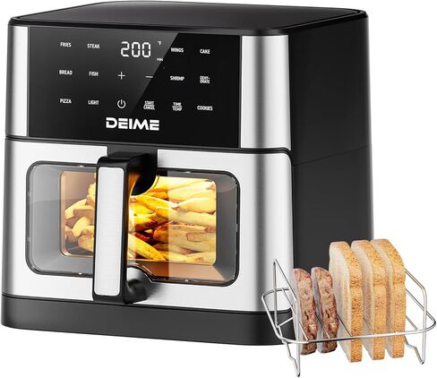 DEIME Air Fryer 10.2 QT Oilless 1700W Large Capacity Oven Air Fryers Healthy Cooker with 10 Preset, Large AirFryer for Families Visual Cooking Window, Non-Stick Basket, Included Recipe in Saudi Arabia