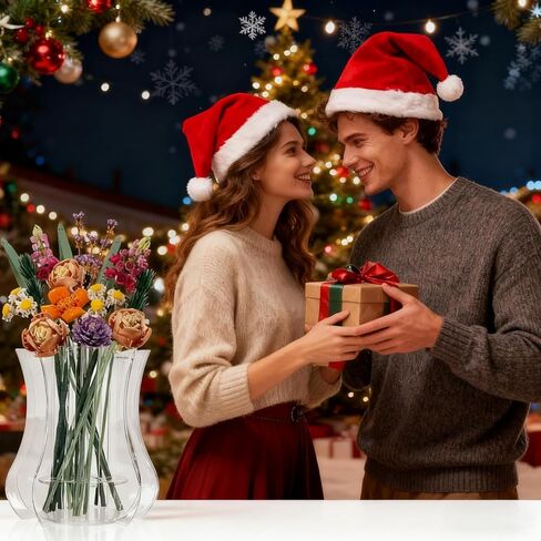 مزهرية لباقة زهور ليغو، حامل عرض أكريليك متوافق مع مجموعات ليغو النباتية، ورود عباد الشمس، لمحبي مجموعة بناء زهرة ليغو، شفاف كريستالي in Kuwait