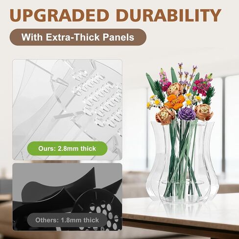 مزهرية لباقة زهور ليغو، حامل عرض أكريليك متوافق مع مجموعات ليغو النباتية، ورود عباد الشمس، لمحبي مجموعة بناء زهرة ليغو، شفاف كريستالي in Kuwait