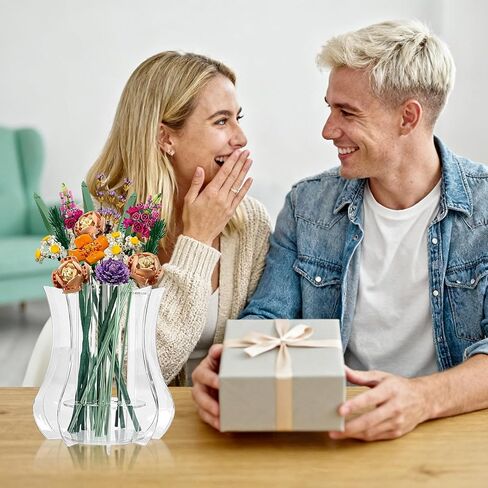 مزهرية لباقة زهور ليغو، حامل عرض أكريليك متوافق مع مجموعات ليغو النباتية، ورود عباد الشمس، لمحبي مجموعة بناء زهرة ليغو، شفاف كريستالي in Kuwait