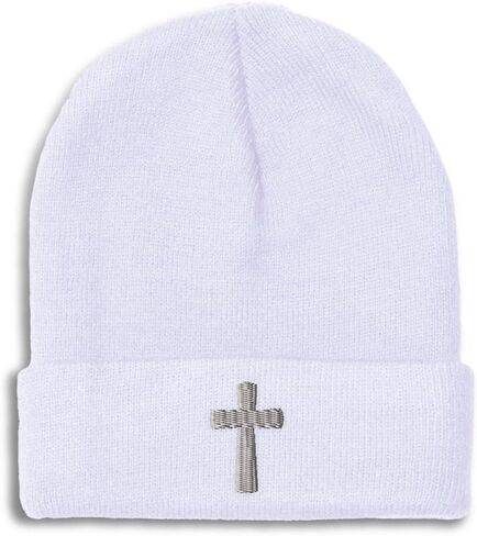Beanies for Men Cone Cross White Jesus Christ Faith Skull Cap Winter Hats Women Acrylic One Size in Saudi Arabia