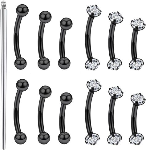 18G 16G 14G Eyebrow Ring Piercing Jewelry Surgical Steel Internal Thread Vertical Labret Lip Ring Rook Daith Earrings Belly Button Ring Piercing Jewelry for Women Men Silver Black Gold in Kuwait