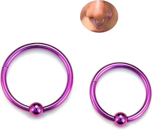 حلقات الحاجز من BodyBonita Ball Center Septum، حلقات الأنف G23 من التيتانيوم، 14/16/18G حلقات الأنف المفصلية للنساء والرجال، حلقة قطعة الخرز PA الأسيرة، مجوهرات ثقب الجسم الغضروف الحلزوني Conch Daith Tragus in Saudi Arabia