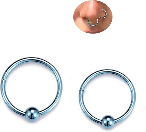 BodyBonita Ball Center Septum Rings, G23 Titanium Nose Rings Hoops, 14/16/18G Hinged Nose Rings for Women Men, PA Captive Bead Segment Ring, Helix Conch Daith Tragus Cartilage Body Piercing Jewelry in Saudi Arabia