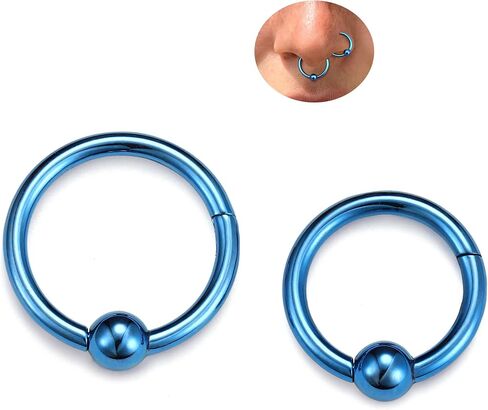 BodyBonita Ball Center Septum Rings, G23 Titanium Nose Rings Hoops, 14/16/18G Hinged Nose Rings for Women Men, PA Captive Bead Segment Ring, Helix Conch Daith Tragus Cartilage Body Piercing Jewelry in Saudi Arabia