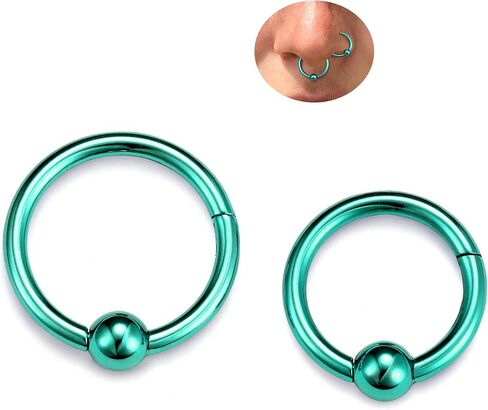 BodyBonita Ball Center Septum Rings, G23 Titanium Nose Rings Hoops, 14/16/18G Hinged Nose Rings for Women Men, PA Captive Bead Segment Ring, Helix Conch Daith Tragus Cartilage Body Piercing Jewelry in Saudi Arabia