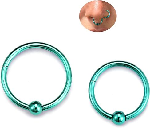 BodyBonita Ball Center Septum Rings, G23 Titanium Nose Rings Hoops, 14/16/18G Hinged Nose Rings for Women Men, PA Captive Bead Segment Ring, Helix Conch Daith Tragus Cartilage Body Piercing Jewelry in Saudi Arabia