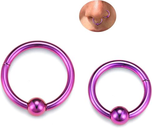 BodyBonita Ball Center Septum Rings, G23 Titanium Nose Rings Hoops, 14/16/18G Hinged Nose Rings for Women Men, PA Captive Bead Segment Ring, Helix Conch Daith Tragus Cartilage Body Piercing Jewelry in Saudi Arabia