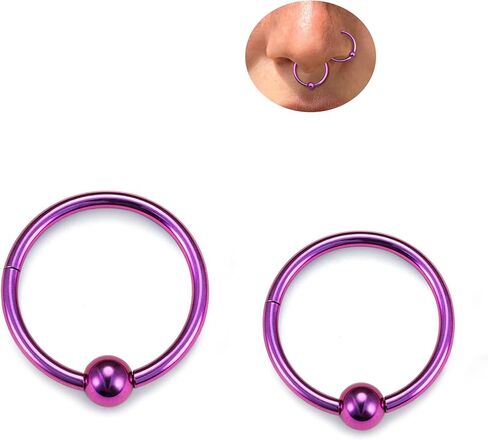BodyBonita Ball Center Septum Rings, G23 Titanium Nose Rings Hoops, 14/16/18G Hinged Nose Rings for Women Men, PA Captive Bead Segment Ring, Helix Conch Daith Tragus Cartilage Body Piercing Jewelry in Saudi Arabia
