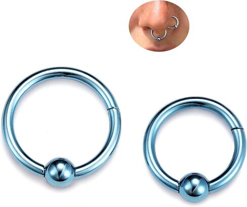 BodyBonita Ball Center Septum Rings, G23 Titanium Nose Rings Hoops, 14/16/18G Hinged Nose Rings for Women Men, PA Captive Bead Segment Ring, Helix Conch Daith Tragus Cartilage Body Piercing Jewelry in Saudi Arabia