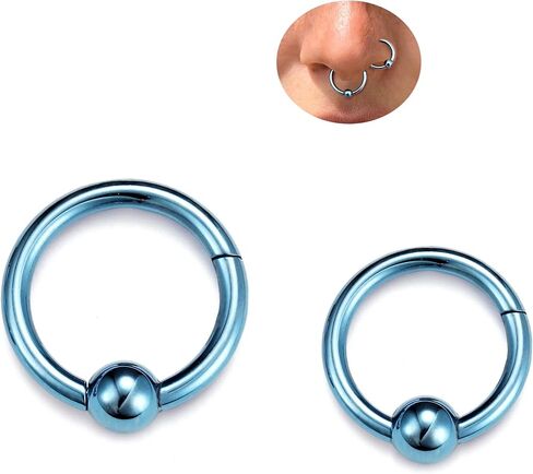 BodyBonita Ball Center Septum Rings, G23 Titanium Nose Rings Hoops, 14/16/18G Hinged Nose Rings for Women Men, PA Captive Bead Segment Ring, Helix Conch Daith Tragus Cartilage Body Piercing Jewelry in Saudi Arabia