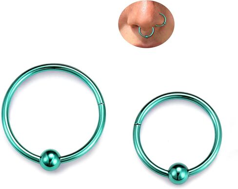 BodyBonita Ball Center Septum Rings, G23 Titanium Nose Rings Hoops, 14/16/18G Hinged Nose Rings for Women Men, PA Captive Bead Segment Ring, Helix Conch Daith Tragus Cartilage Body Piercing Jewelry in Saudi Arabia