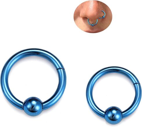 BodyBonita Ball Center Septum Rings, G23 Titanium Nose Rings Hoops, 14/16/18G Hinged Nose Rings for Women Men, PA Captive Bead Segment Ring, Helix Conch Daith Tragus Cartilage Body Piercing Jewelry in Saudi Arabia