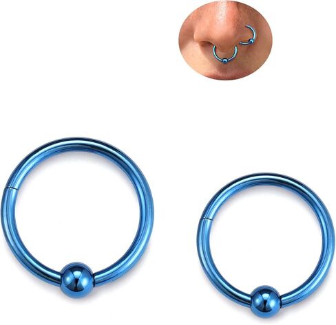 BodyBonita Ball Center Septum Rings, G23 Titanium Nose Rings Hoops, 14/16/18G Hinged Nose Rings for Women Men, PA Captive Bead Segment Ring, Helix Conch Daith Tragus Cartilage Body Piercing Jewelry in Saudi Arabia