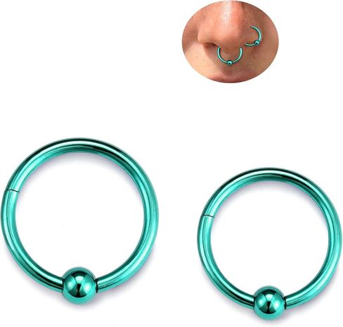 BodyBonita Ball Center Septum Rings, G23 Titanium Nose Rings Hoops, 14/16/18G Hinged Nose Rings for Women Men, PA Captive Bead Segment Ring, Helix Conch Daith Tragus Cartilage Body Piercing Jewelry in Saudi Arabia