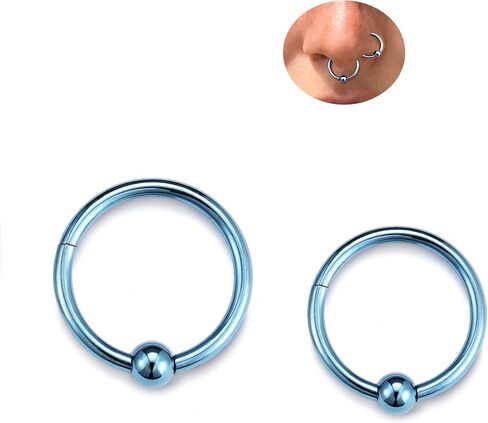 BodyBonita Ball Center Septum Rings, G23 Titanium Nose Rings Hoops, 14/16/18G Hinged Nose Rings for Women Men, PA Captive Bead Segment Ring, Helix Conch Daith Tragus Cartilage Body Piercing Jewelry in Saudi Arabia