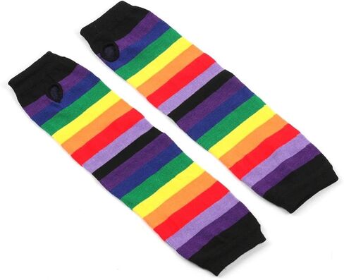 1 Set Womens Rainbow Socks Striped Knee High Socks Arm Warmer Fingerless Gloves Set in Saudi Arabia