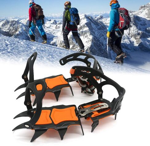 Drfeify 12 Spikes Ice Gripper, Snow Traction Cleats for Climbing, Skiing, Hiking with Winter Ice Gripper Snow Boot Spikes, Easy to Store and Carry in Saudi Arabia