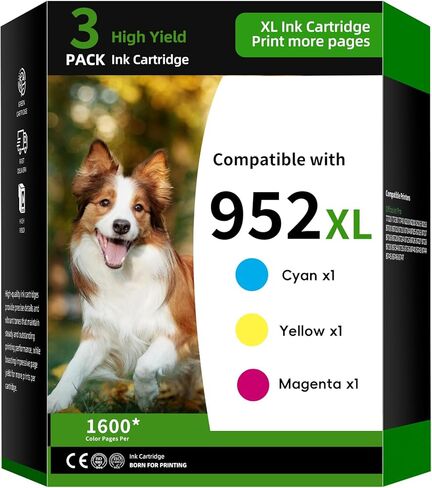 952XL Ink Cartridge 3-Pack Combo Pack Replacement for HP 952 | 952XL Ink Compatible with HP OfficeJet Pro 7720 7730 8724 8725 8726 8727 8728 Printer Ink (3PK C/M/Y) in Kuwait