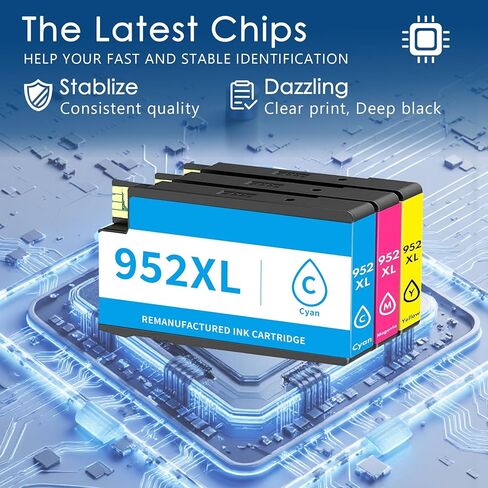 952XL Ink Cartridge 3-Pack Combo Pack Replacement for HP 952 | 952XL Ink Compatible with HP OfficeJet Pro 7720 7730 8724 8725 8726 8727 8728 Printer Ink (3PK C/M/Y) in Kuwait