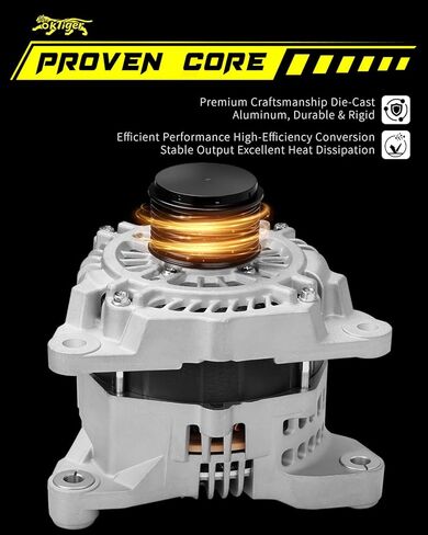 Oktiger 6.7L L6 Diesel Upgraded Alternator for Ram 2500 3500 2011-2020 6.7L L6 Diesel, Fit for Ram 2011 2012 2013 2014 2015 2016 2017 2018 2019 2020, 12V 180A CW 8-Groove Clutch Pulley, OE 04801768AA in Kuwait