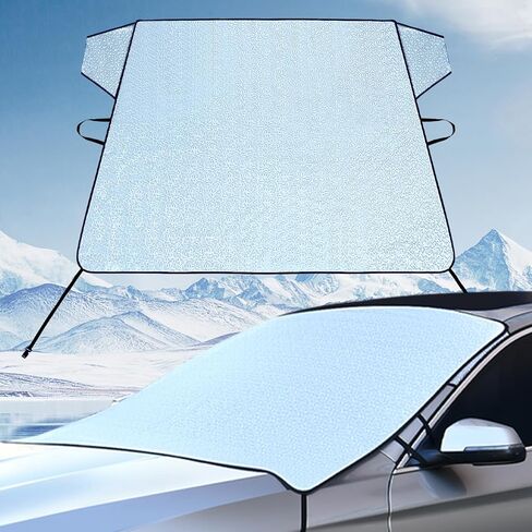 Tecoom Automotive Windshield Snow Cover for Ice, 4-Layer Windshield Protection in Winter, Waterproof Auto Window Sun Shield, Portable All Weather Frost Guard Shield Universal for Car SUV Van 68.5"x47" in Kuwait