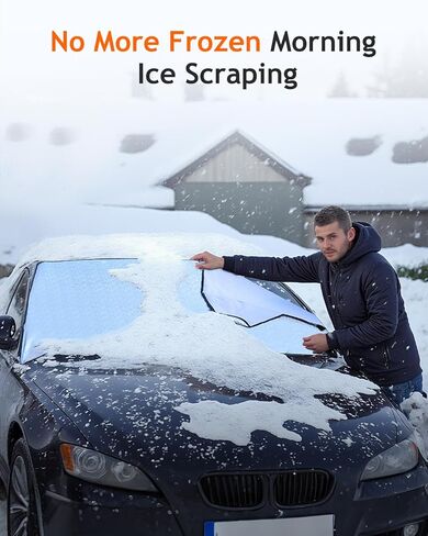 Tecoom Automotive Windshield Snow Cover for Ice, 4-Layer Windshield Protection in Winter, Waterproof Auto Window Sun Shield, Portable All Weather Frost Guard Shield Universal for Car SUV Van 68.5"x47" in Kuwait