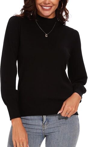 Spicy Sandia Women's Turtleneck Mock Neck Sweater Long Sleeves Casual Dressy Knit Pullover Tops Fall Winter Trendy in Kuwait