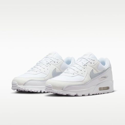 Nike Air Max 90 Premium Men's Shoes with Reflective Accents (White/White/Metallic Silver) Size 10 in Saudi Arabia