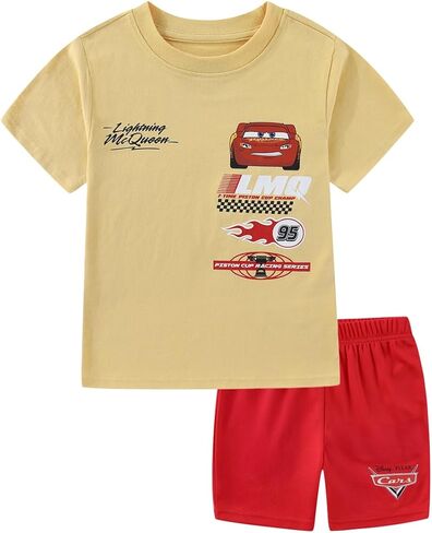Disney Cars Lightning McQueen Boys Short Sleeve T-Shirt and Mesh Short Set for Toddler to Big Kids in Saudi Arabia
