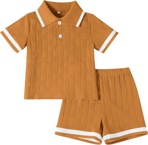 طقم قميص بولو وشورت للأطفال الصغار من DREAM BUS، ملابس صيفية منسوجة للأطفال من عمر 18 شهرًا إلى 6 سنوات in Kuwait