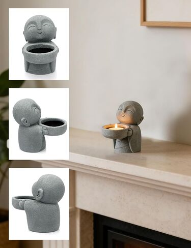 Zen Candle Holder, Buddha Tea Light Holder, Monk Figurine Holder for Japanese Zen Decor & Meditation Space in Saudi Arabia