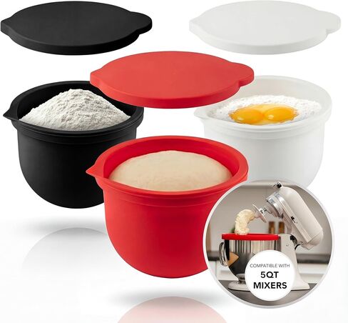 بطانات السيليكون المزيج المتوافقة مع 5 خلاطات Quart Kitchaid - مرفقات خلاط KitchenAid ، وملحقات خلاطات مساعدة المطبخ ، وأوعية خلاط البديل لم تعد هناك حاجة إليها - 3 بطانات و 3 أغطية مشمولة in Saudi Arabia