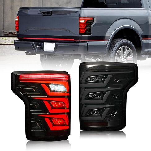 مصابيح خلفية مدخنة من Letsdate متوافقة مع شاحنة بيك اب F150 من الجيل الثالث عشر 2015-2019 مصنع هالوجين فقط مع رسوم متحركة مع أضواء إشارة متسلسلة حمراء، غير مناسبة لنماذج XLT/Lariat وLED وBlindspot لعام 2019 in Saudi Arabia