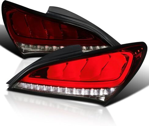 SPEC-D TUNING Black LED Bar Sequential Tail Lights Compatible with 2010-2016 Hyundai Genesis 2Dr Coupe, Left + Right Pair Assembly in Saudi Arabia