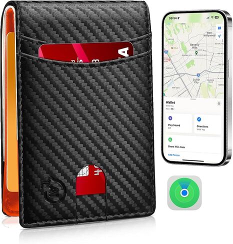 Anti-Lost Bluetooth Wallet Tracker & Finder, Front Pocket Wallets for Men, Slim Wallets for Men Minimalist Mens Wallet Credit Card Holder Gift (Carbon Black) in Saudi Arabia