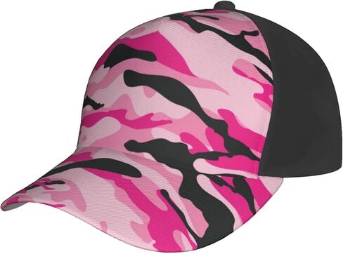 قبعة بيسبول مموهة باللون الوردي للنساء والرجال، قبعة بيسبول قابلة للتعديل، قبعة الأب المغسولة للصيف in Kuwait