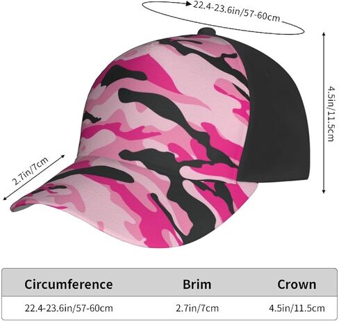 قبعة بيسبول مموهة باللون الوردي للنساء والرجال، قبعة بيسبول قابلة للتعديل، قبعة الأب المغسولة للصيف in Kuwait