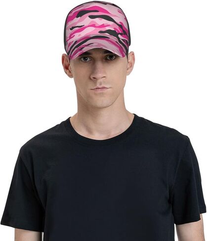 قبعة بيسبول مموهة باللون الوردي للنساء والرجال، قبعة بيسبول قابلة للتعديل، قبعة الأب المغسولة للصيف in Kuwait