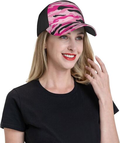 قبعة بيسبول مموهة باللون الوردي للنساء والرجال، قبعة بيسبول قابلة للتعديل، قبعة الأب المغسولة للصيف in Kuwait