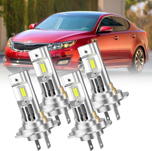 مصابيح LED أمامية للسيارات لكيا أوبتيما 2014-2015، 6000 كلفن أبيض، H7 عالي وH7 منخفض الشعاع مع مروحة تبريد مدمجة، 4 عبوات in Kuwait