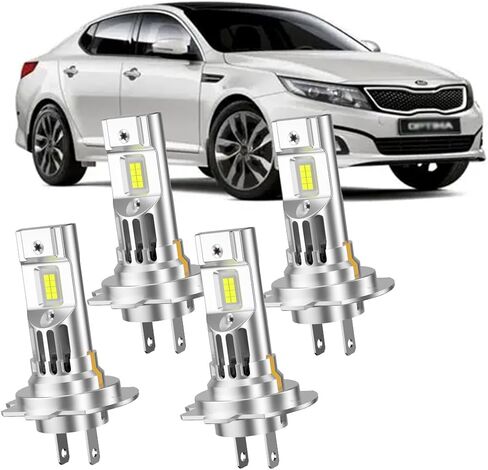 مصابيح LED أمامية للسيارات لكيا أوبتيما 2014-2015، 6000 كلفن أبيض، H7 عالي وH7 منخفض الشعاع مع مروحة تبريد مدمجة، 4 عبوات in Kuwait