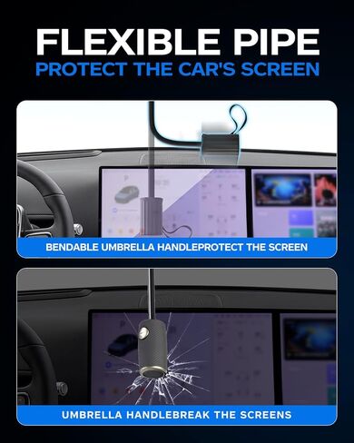 2025 Windshield Sun Shade Frame with Thickened Fast Cooling, Emergency Window Breaker, 99% UV Blocking Protects Car from Sun and Heat Damage, Adjustable Bendable Design for SUV/Sedan/(57" L x 32" W) in Kuwait