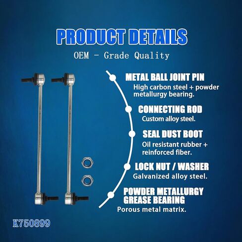 2 Pack K750899 Front Sway Bar Stabilizer Link Compatible with Chry.sler Pacifica 2017-2025, Voyager 2020-2025, Grand Caravan 2021-2025, Replace# 68313384AA 2653491 MS258137 in Kuwait