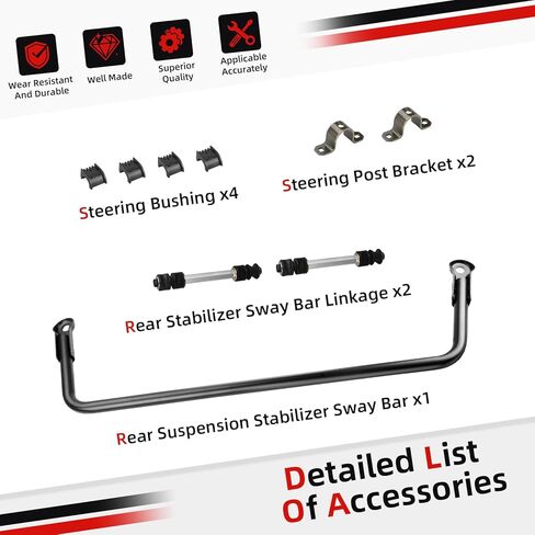 Rear Stabilizer Sway Bar + Linkage Rod Shaft + Steering Bushing Bracket For Polaris Ranger 500 700 2005-2009 1015814-067 in Saudi Arabia