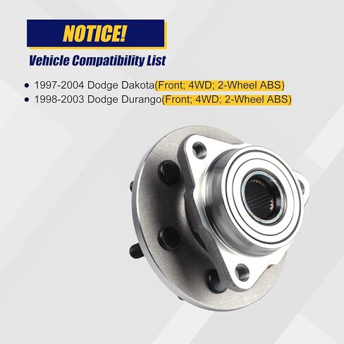 KUSATEC 515007 2pcs Front Wheel Bearing and Hub Assembly Compatible with 1997-2004 Dodge Dakota, 1998-2003 Durango, 6 Lug Bolts without ABS in Saudi Arabia